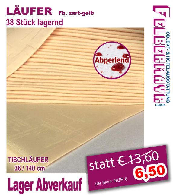 TISCHLÄUFER Fb. gelb - abperlend!!!!